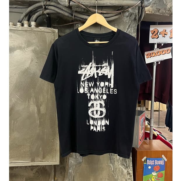 스투시 월드 투어 반팔티 블랙 M #csz3483