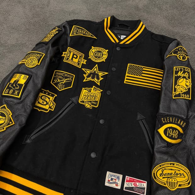 [정품/L] 뉴에라 MLB 쿠퍼스타운 레더 스타디움 바시티 자켓