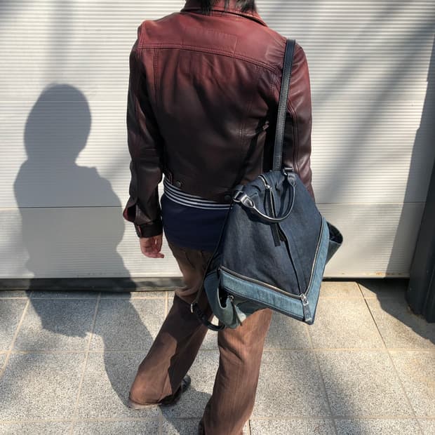 two-tone denim zip backpack / diesel