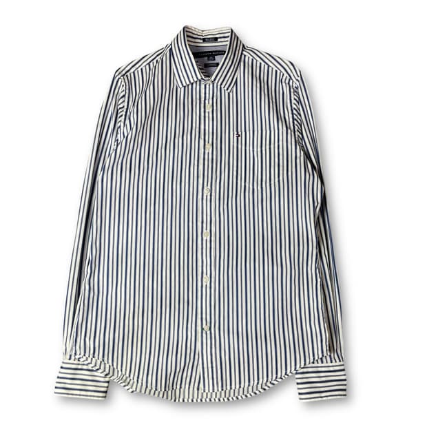 타미힐피거 블루 스트라이프 원포켓 긴팔 셔츠 S