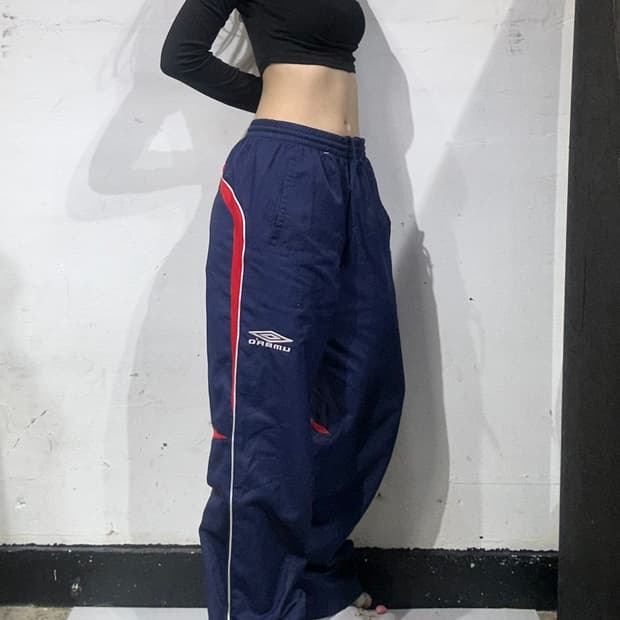 엄브로 네이비 와이드 사이드 라인 트랙 팬츠 M