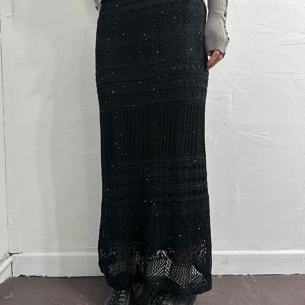 spangle net long skirt