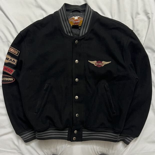 할리데이비슨 블루종 바시티자켓