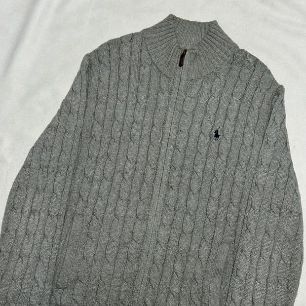 M 폴로랄프로렌 그레이 케이블 히프 니트집업