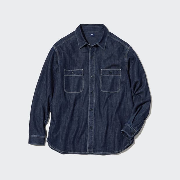 유니클로 데님 워크 셔츠 XL 진청