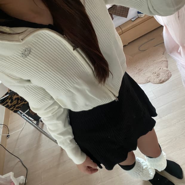 네스티팬시클럽 니트 후드집업