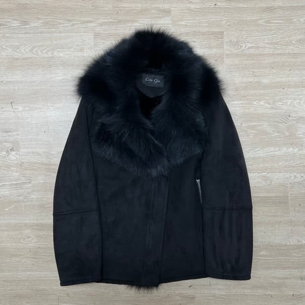 시티지 여성 스웨이드 무스탕 퍼자켓 [블랙] M/95