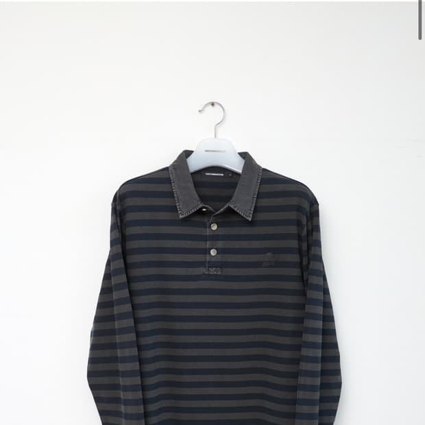 해칭룸 VTG Stripe Polo Tee Dyed Blue [4]