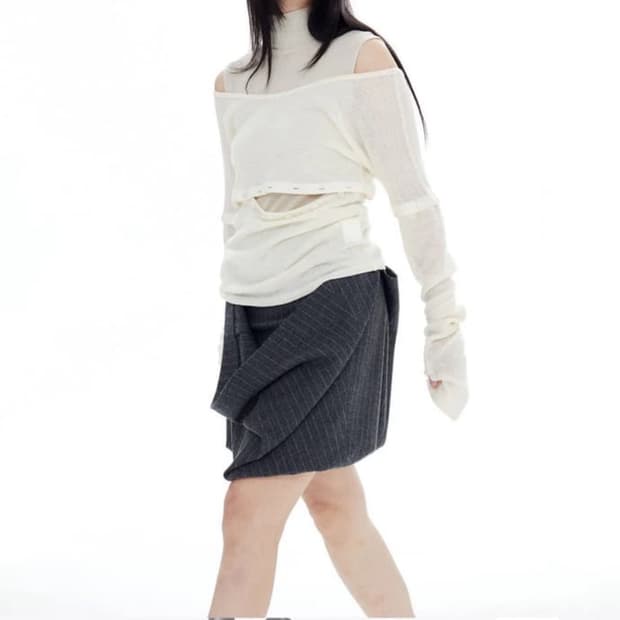 할로미늄 halominum 울 버튼 니트 탑 그레이