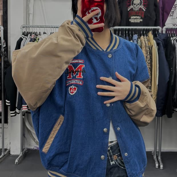 VTG 애슬레틱 데님 바시티 자켓