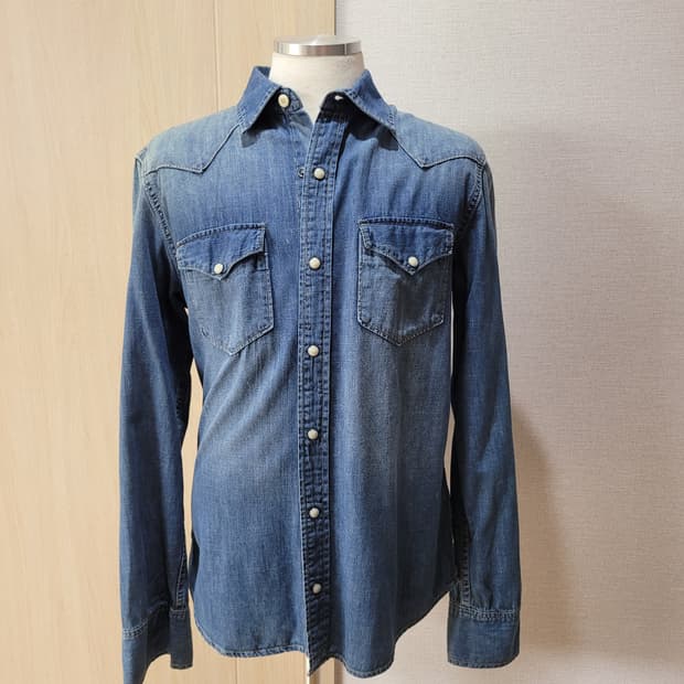 후아유 WHO.A.U 남자 웨스턴 데님 셔츠 L 블루