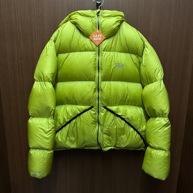 스투시 다운파카 마이크로 립스탑 라임 XL