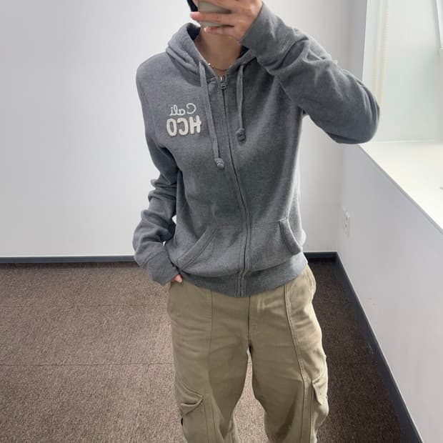 Hollister 홀리스터 사이드로고 그레이 후드집업