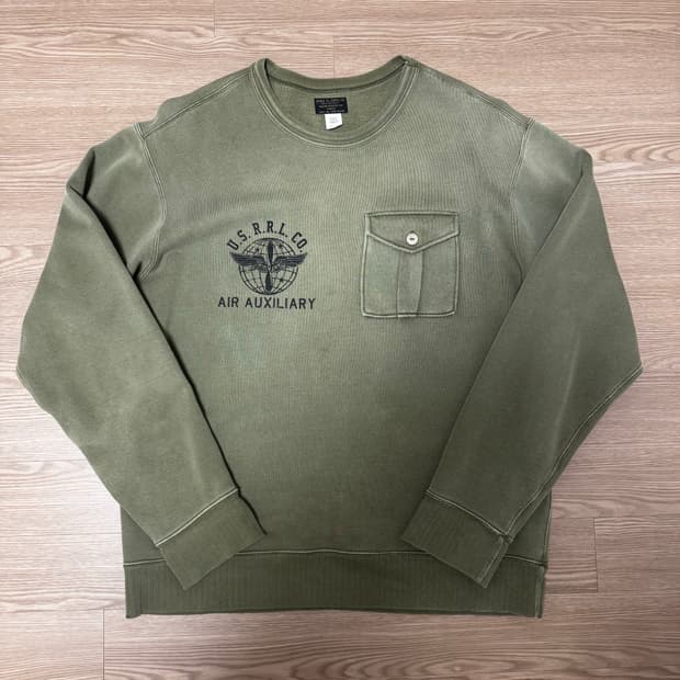 RRL 더블알엘 카키색 포켓 맨투맨 L