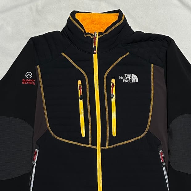 105 노스페이스 써밋 블랙 옐로우 배색 플리스 자켓