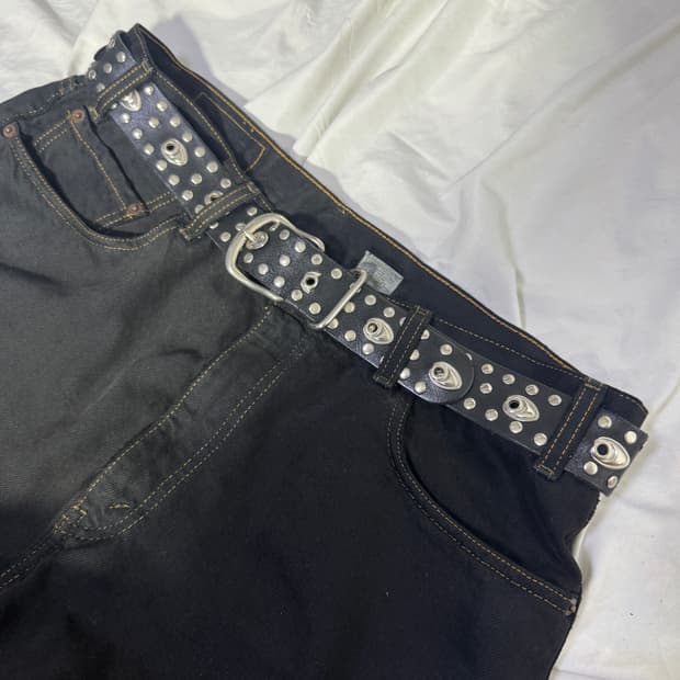 빈티지 스터드 레더 벨트 y2k punk 펑크
