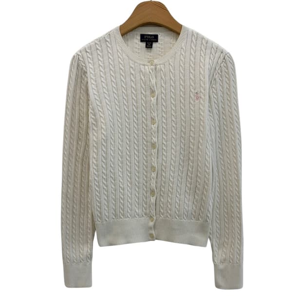 폴로 꽈배기 케이블 가디건 화이트 (여성S)