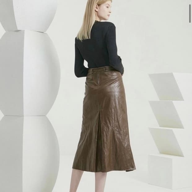 타임 플리츠 레더 스커트 호칭 64-94사이즈