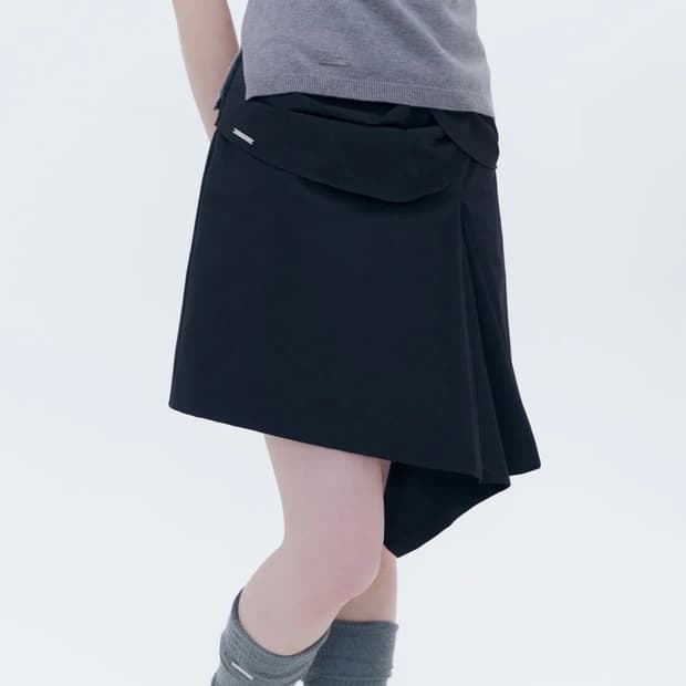 미세키서울 Layered chiton mini skirt BLACK