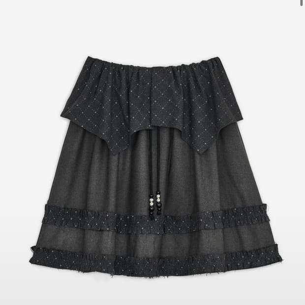 아가일 케이프 미디 스커트 차콜