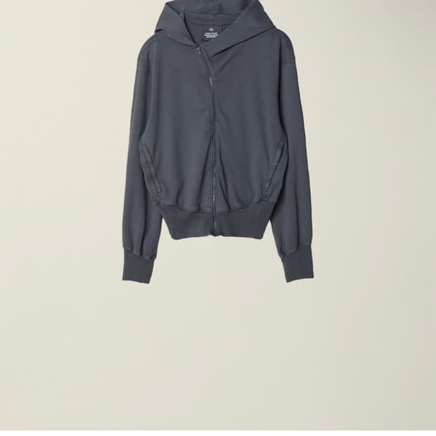 EE GARMENT DYED CURVED HOODED ZIP JACKET