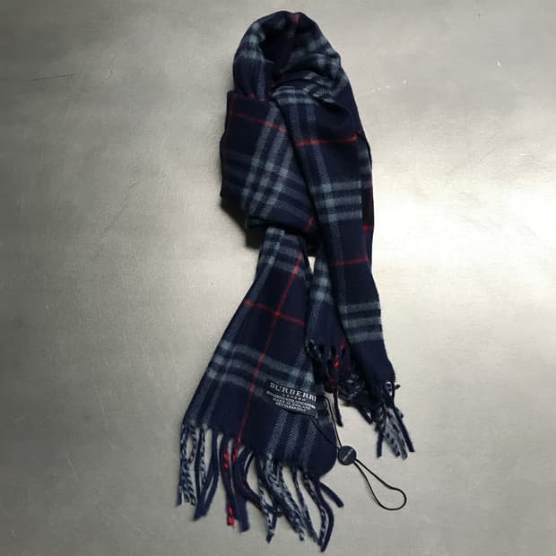 버버리 정품 울/캐시미어 머플러 네이비