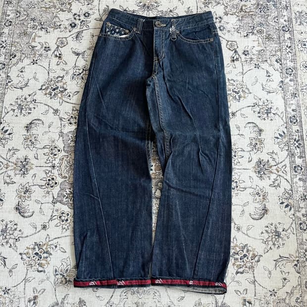 MF! 마자플라바 레터링 디테일 데님팬츠