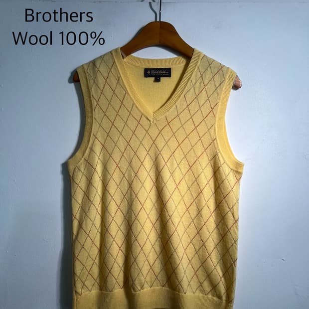 Brooks brothers 브룩스브라더스 울100% 아가일 니트조끼
