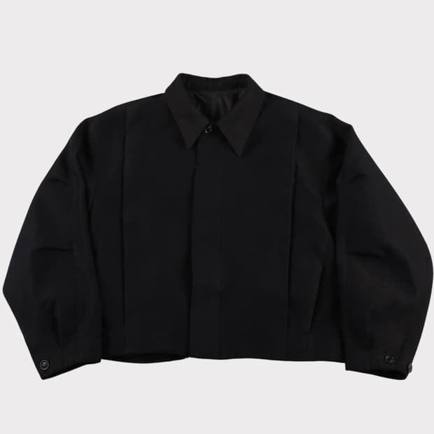 [L] 쿠어 플리츠드 울 트윌 크롭 자켓 (다크 브라운)