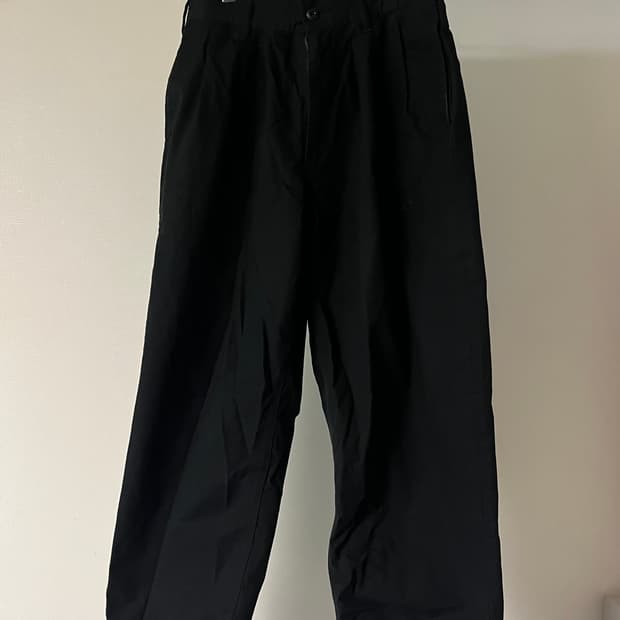 요지야마모토 블랙스캔달 립스탑 와이드 코튼 팬츠