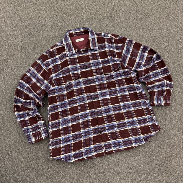 L)WEGO 빈티지 체크패턴 니트 셔츠자켓