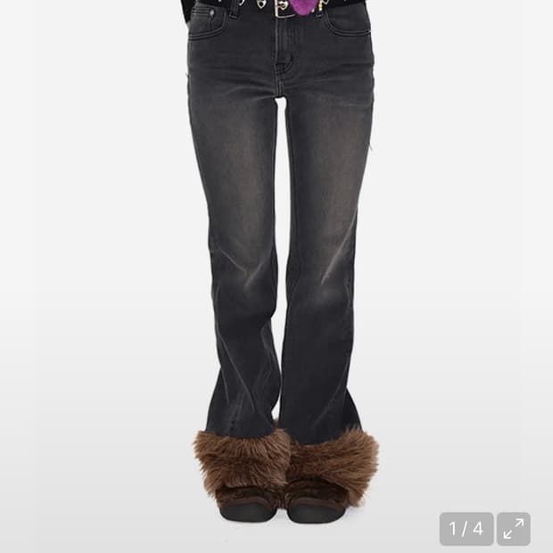 Fur hem denim pants black 유쓰배쓰 퍼 데님 블랙