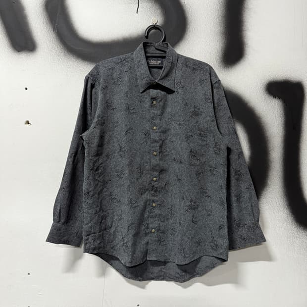 VTG 빈티지 플라워 자카드 원포켓 긴팔 셔츠