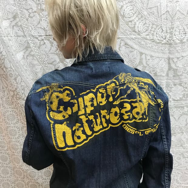 디젤 백프린팅 투포켓 데님 자켓 