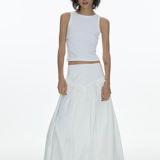 밀로 우먼 벌룬 셔링 맥시 스커트 