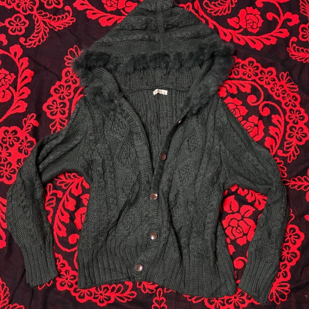 Fairy grunge fur hood knit