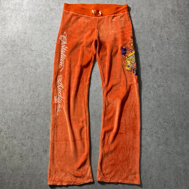 [M] Christian Audigier 오리엔탈 자수 벨루어 팬츠