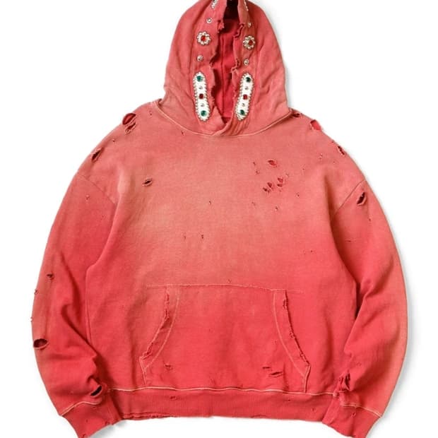 KAPITAL 데미지 후드티 레드