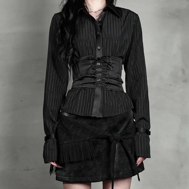 SATIN MIXED CORSET SHIRT