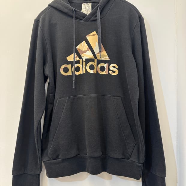 M) 아디다스 카모 프린팅 블랙 후드티