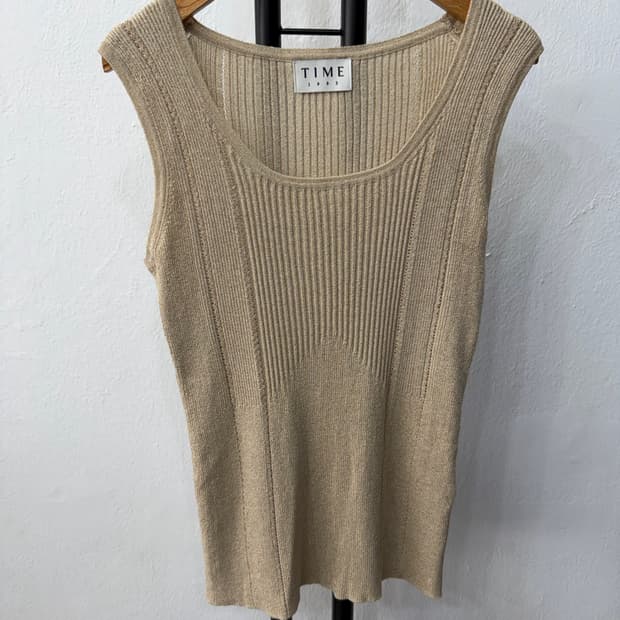 정품) TIME 타임 한섬 22ss 골지 니트 탑 90F
