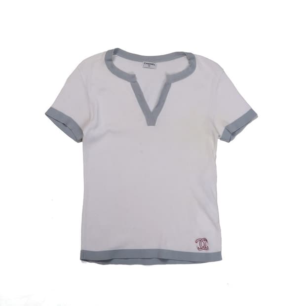 샤넬 Chanel Cotton Ringer Knit T-Shirt