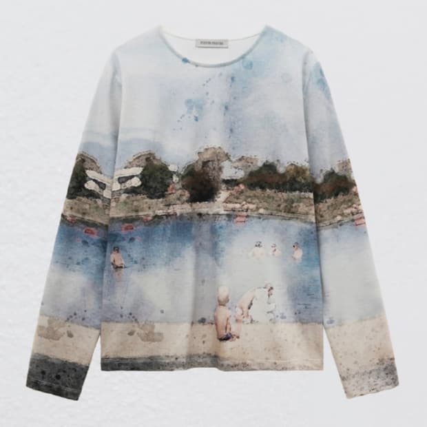Donau Watercolor Long Sleeve Top / Blue