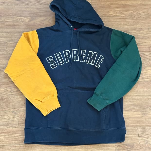 (XL) 슈프림 컬러 블록 후드티