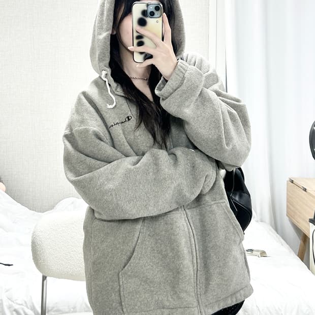 챔피온 초코로고 모카 플리스 누빔자켓