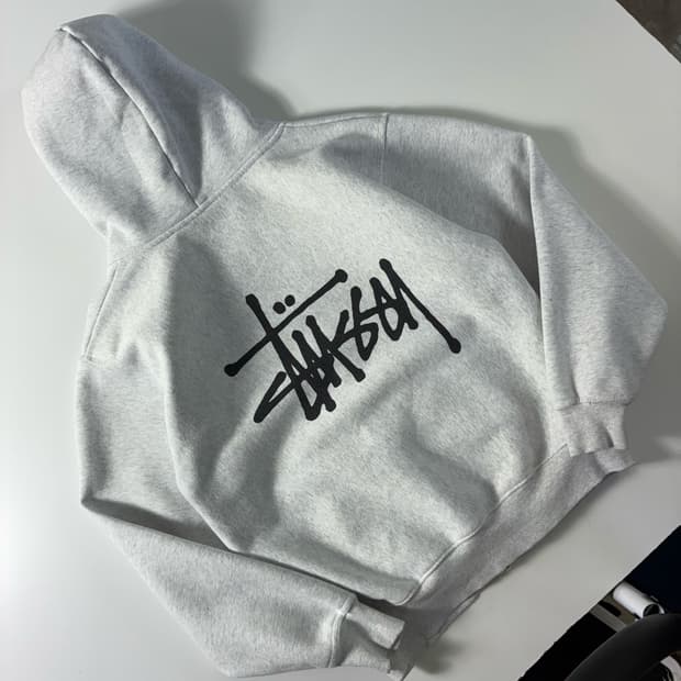 Stussy  스투시 베이직 스탁로고 그레이 후드티 