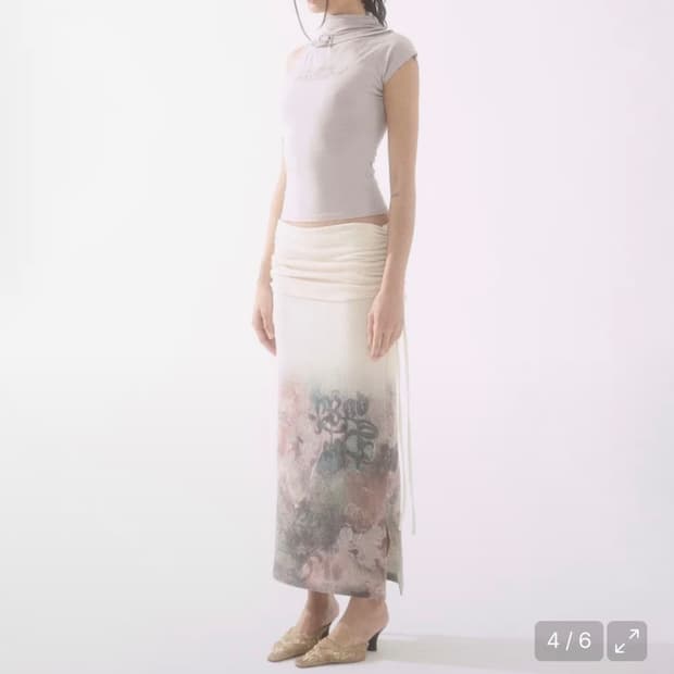 배디 투웨이 셔링 스커트 롱스커트 오리엔탈 빈티지 크림 화이트