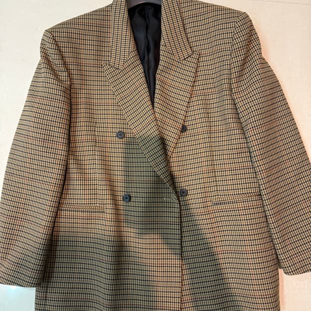 유스 오버사이즈 더블브레스티드 자켓 체크 