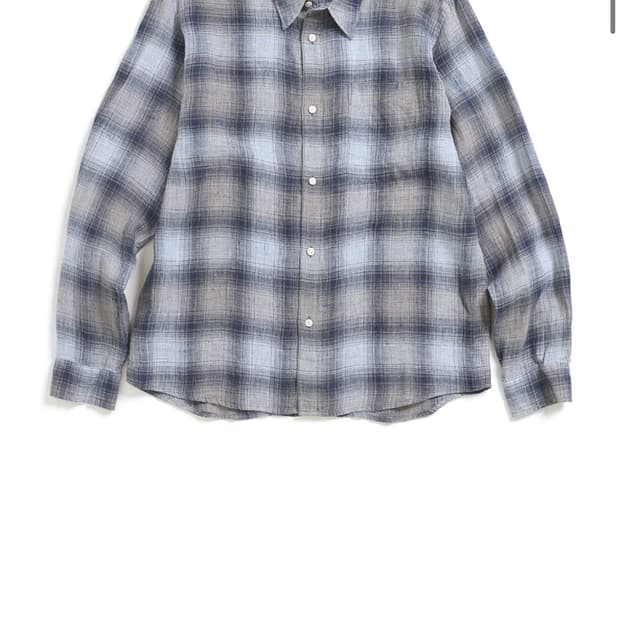 [3] 해칭룸 린넨 체크 뮤지엄 셔츠 블루그레이