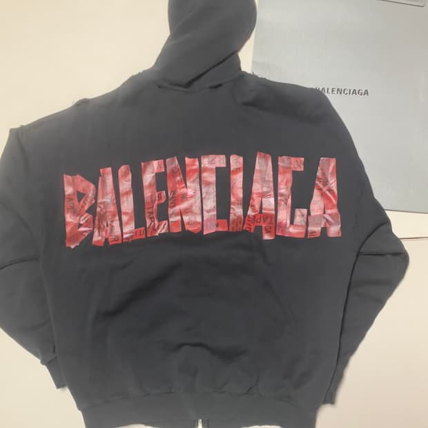 (급처) 발렌시아가 시큐리티 테이프 후드집업